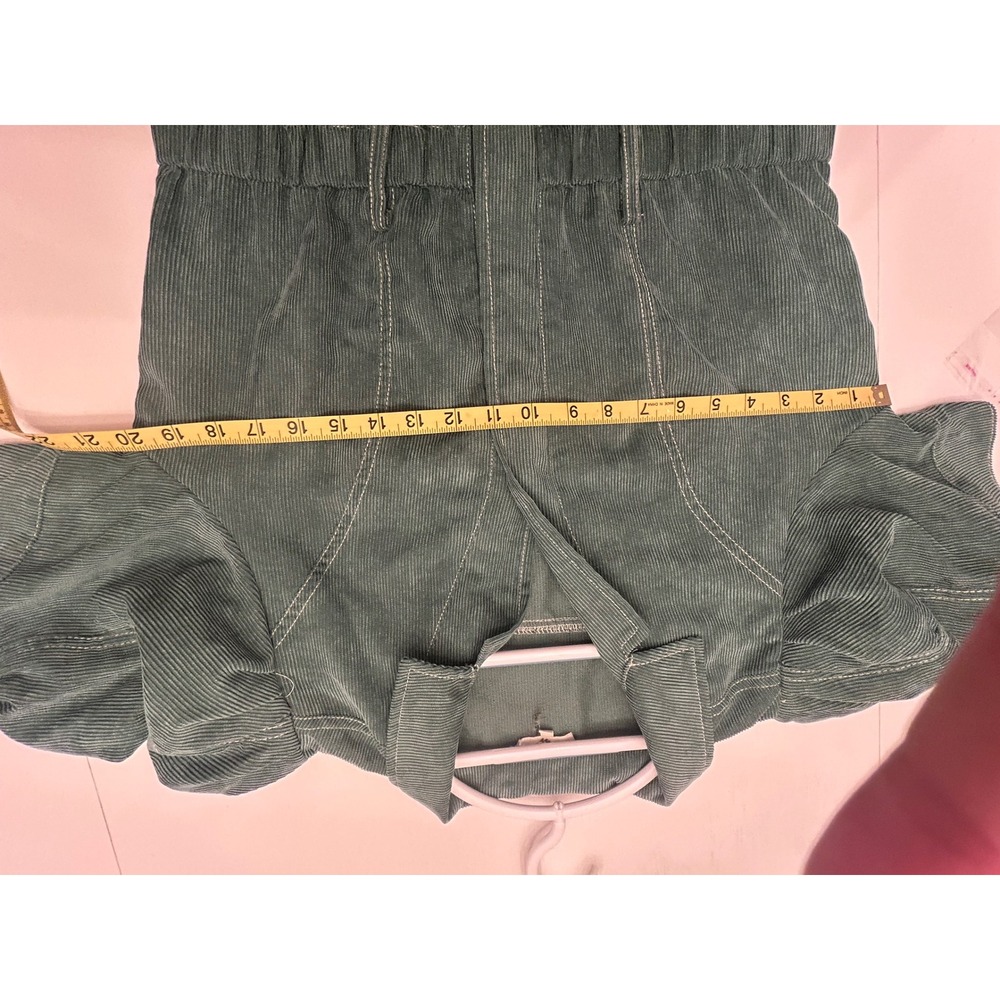 Entro Sage Green Corduroy Puff Sleeve Jumpsuit Utility Boiler Suit - Picture 7 of 11